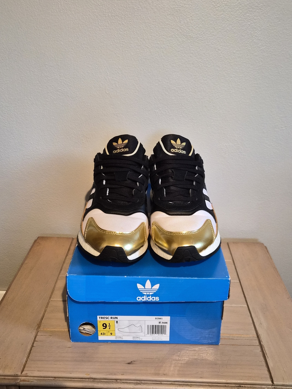 adidas Men’s TRESC Run Sneakers - Black, White & Gold
